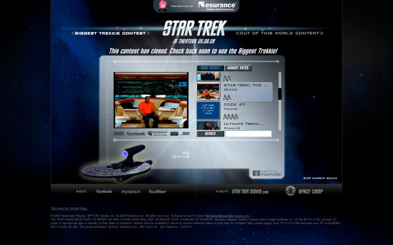 User-generated contest page